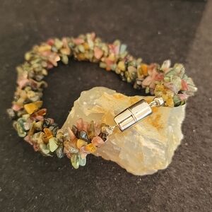 Muti-layer tourmaline chip bracelet.